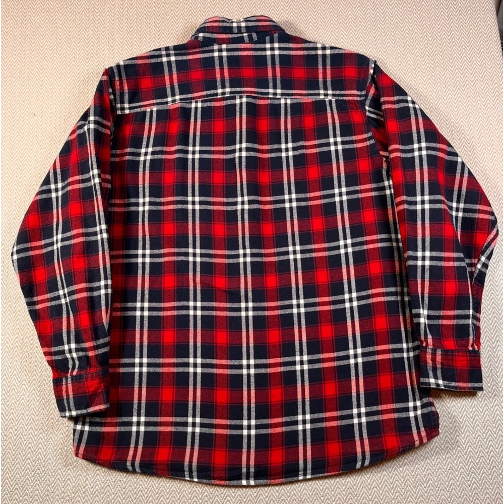Hobbs Creek Red Navy Plaid Flannel Shirt Men's Large 100% Cotton Button Up - Picture 2 of 7